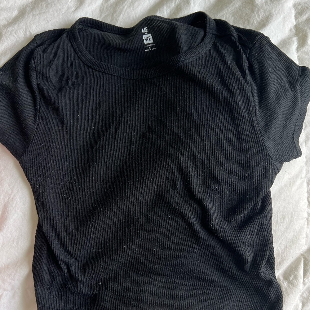 Black Ribbed T-Shirt - Picture 1 of 1